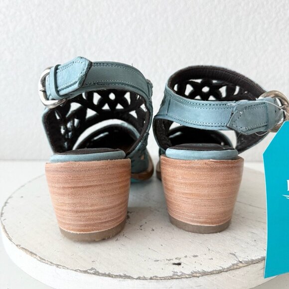 Blue and Brown Ankle Boots with Western Design - Picture 3 of 13